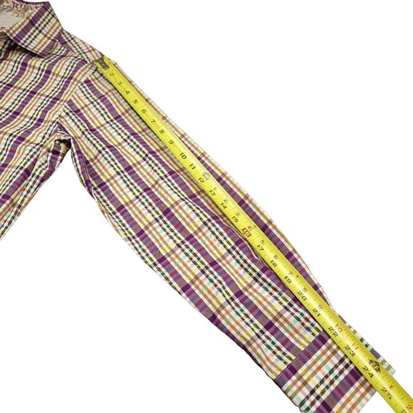 Robert Graham Exclusive Mens S Shirt Flip Cuff Dress Purple Pastel Plaid - Picture 10 of 12
